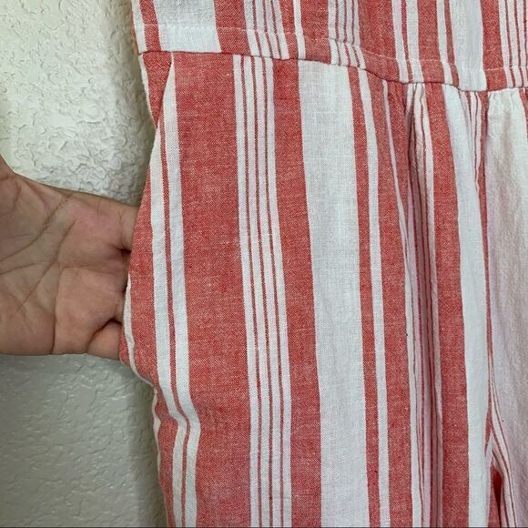 Old Navy Linen Blend Red Stripe V-Neck Wide Leg Jumpsuit - Picture 5 of 12